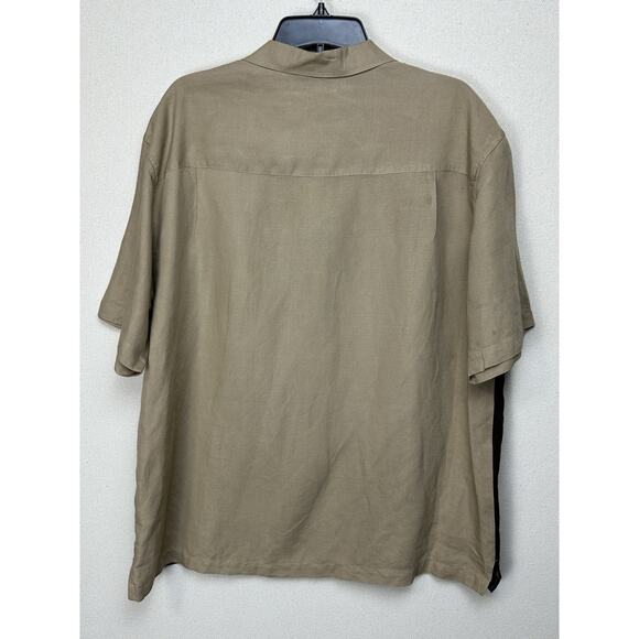 The Havanera Co 2XL Hawaiin Style Linen Blend Men's Shirt Tan Brown Tropical - Picture 5 of 8